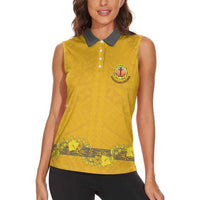 Tonga Anastasis College Women Sleeveless Polo Shirt Tongan Ngatu Kupesi Pattern - Polynesian Pride