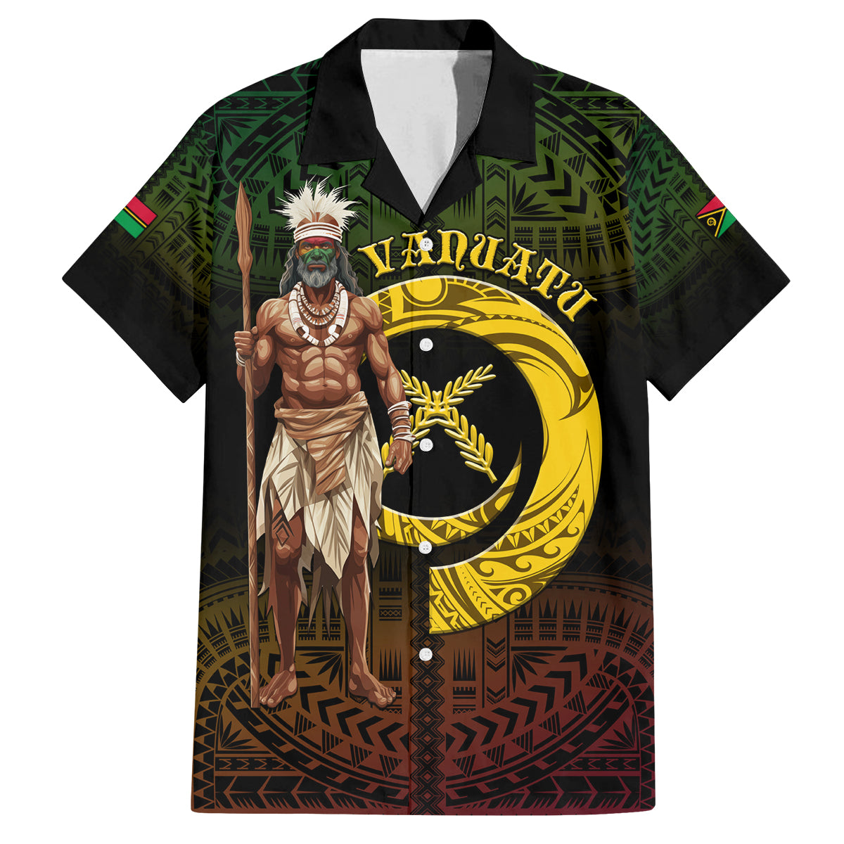 Personalised Vanuatu Custom Chiefs Day Family Matching Off Shoulder Maxi Dress and Hawaiian Shirt Pig Tusk Simple Style LT05 Dad's Shirt - Short Sleeve Black - Polynesian Pride