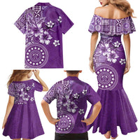 Cook Islands Family Matching Mermaid Dress and Hawaiian Shirt Purple Hibiscus And Stars LT05 - Polynesian Pride