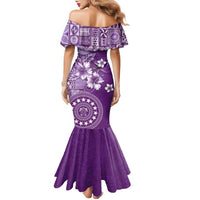Cook Islands Family Matching Mermaid Dress and Hawaiian Shirt Purple Hibiscus And Stars LT05 - Polynesian Pride