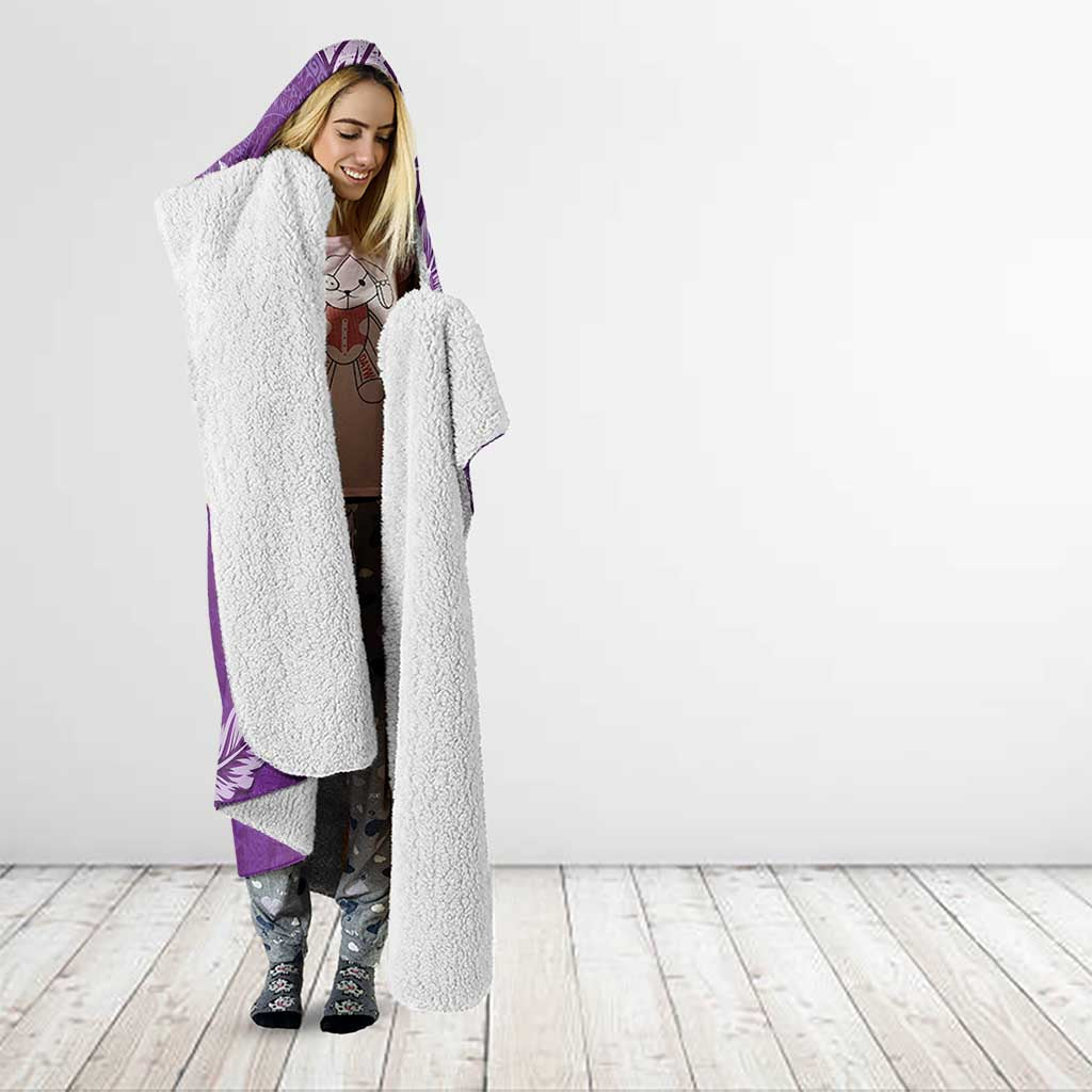 Cook Islands Hooded Blanket Purple Hibiscus And Stars