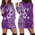 Cook Islands Hoodie Dress Purple Hibiscus And Stars