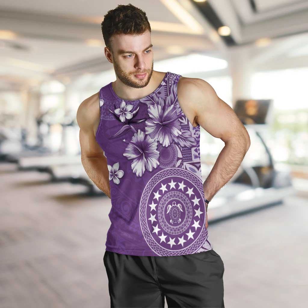 Cook Islands Men Tank Top Purple Hibiscus And Stars