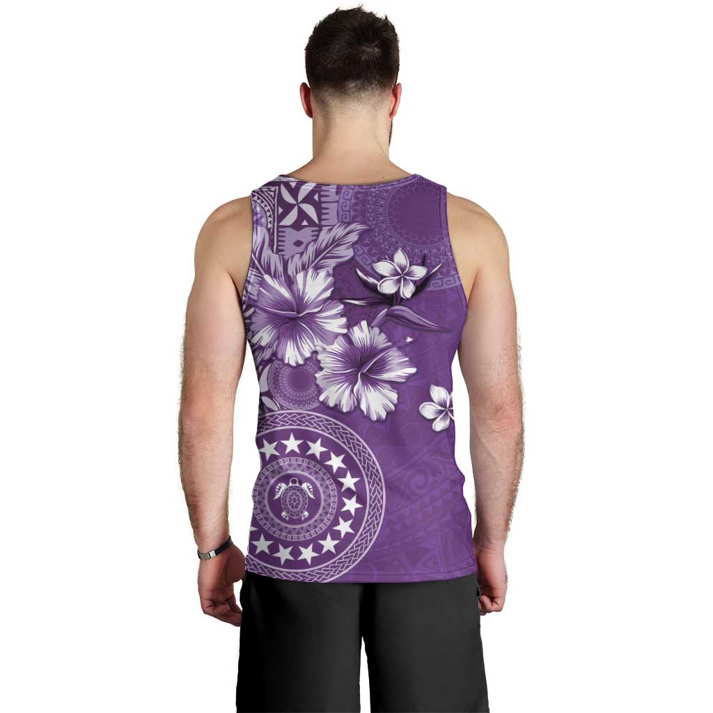 Cook Islands Men Tank Top Purple Hibiscus And Stars