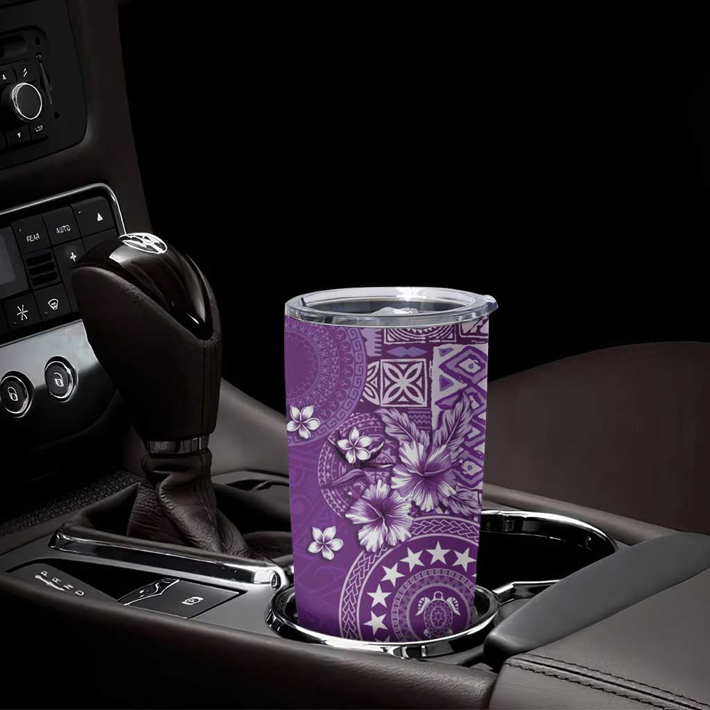 Cook Islands Tumbler Cup Purple Hibiscus And Stars