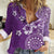 Cook Islands Women Casual Shirt Purple Hibiscus And Stars