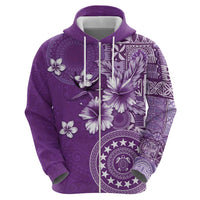 Cook Islands Zip Hoodie Purple Hibiscus And Stars
