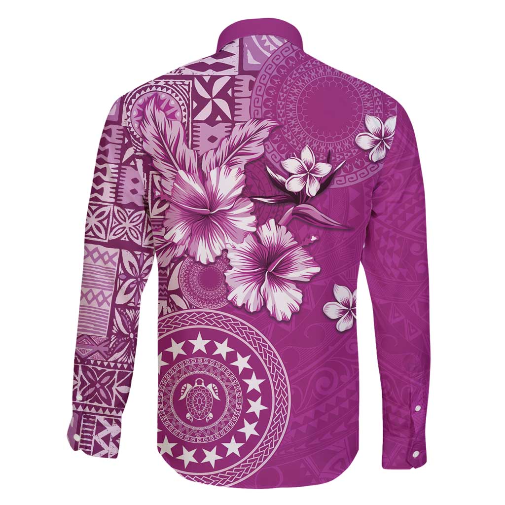 Cook Islands Family Matching Off Shoulder Short Dress and Hawaiian Shirt Fandango Hibiscus And Stars LT05 - Polynesian Pride