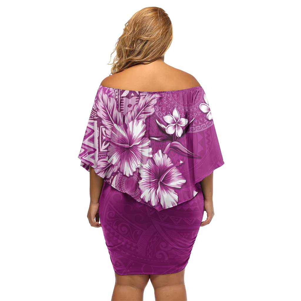 Cook Islands Family Matching Off Shoulder Short Dress and Hawaiian Shirt Fandango Hibiscus And Stars LT05 - Polynesian Pride