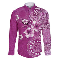 Cook Islands Family Matching Short Sleeve Bodycon Dress and Hawaiian Shirt Fandango Hibiscus And Stars LT05 Dad's Shirt - Long Sleeve Fandango - Polynesian Pride