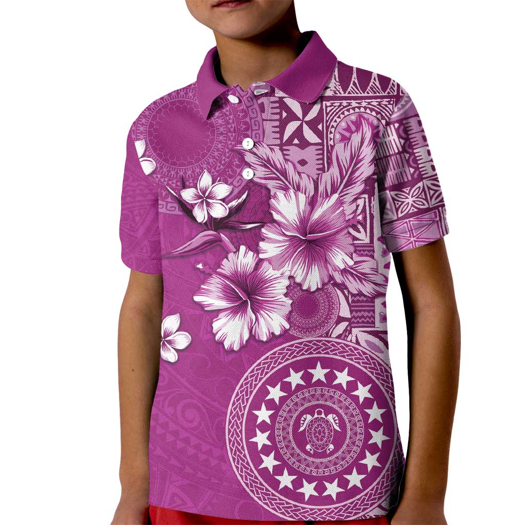 Cook Islands Kid Polo Shirt Fandango Hibiscus And Stars