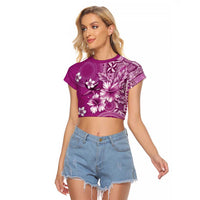 Cook Islands Raglan Cropped T Shirt Fandango Hibiscus And Stars