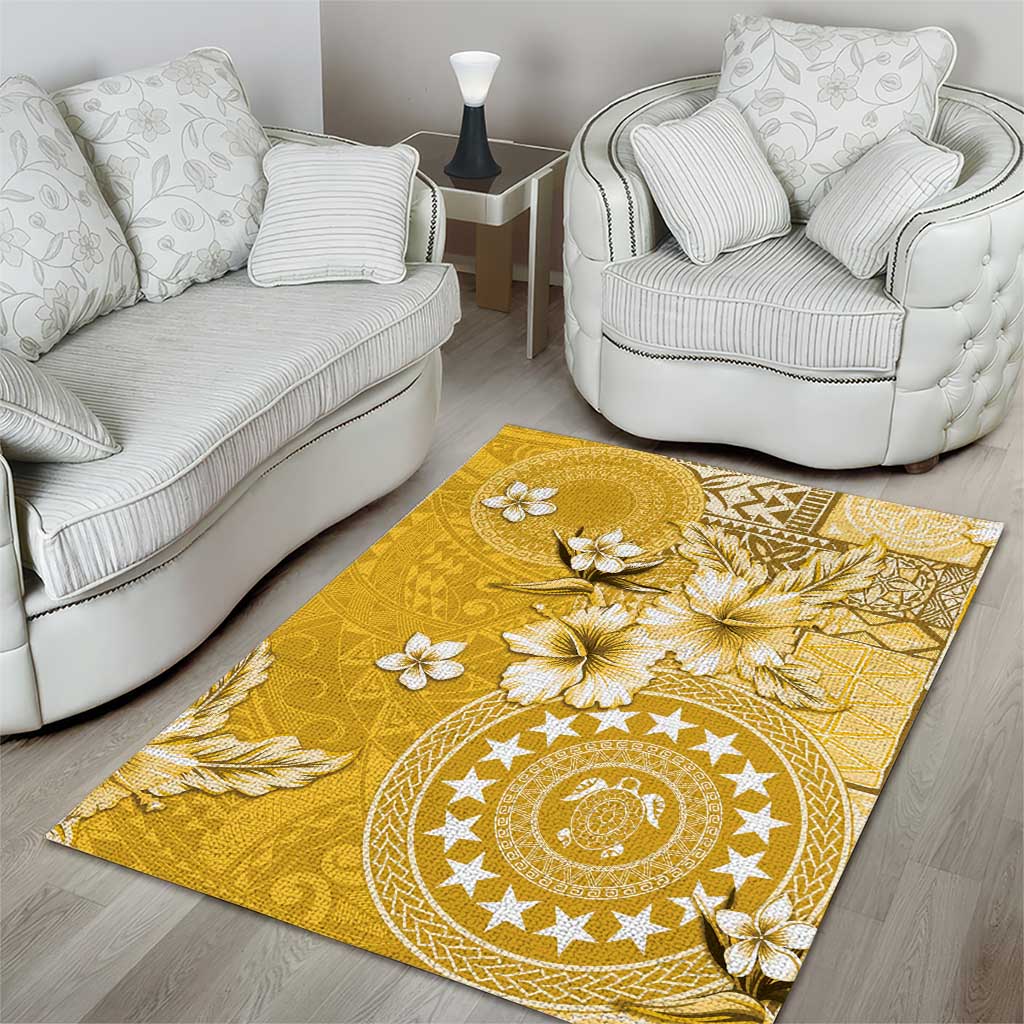 Cook Islands Area Rug Yellow Hibiscus And Stars