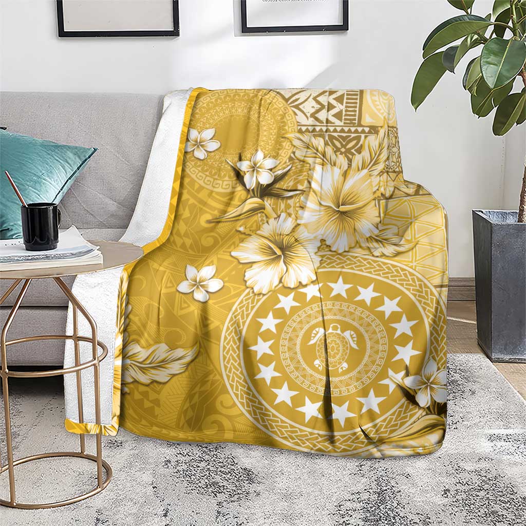 Cook Islands Blanket Yellow Hibiscus And Stars