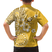 Cook Islands Family Matching Summer Maxi Dress and Hawaiian Shirt Yellow Hibiscus And Stars LT05 - Polynesian Pride
