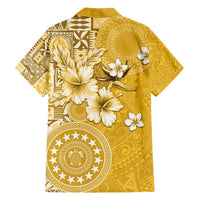Cook Islands Family Matching Summer Maxi Dress and Hawaiian Shirt Yellow Hibiscus And Stars LT05 - Polynesian Pride