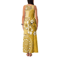 Cook Islands Family Matching Tank Maxi Dress and Hawaiian Shirt Yellow Hibiscus And Stars LT05 - Polynesian Pride