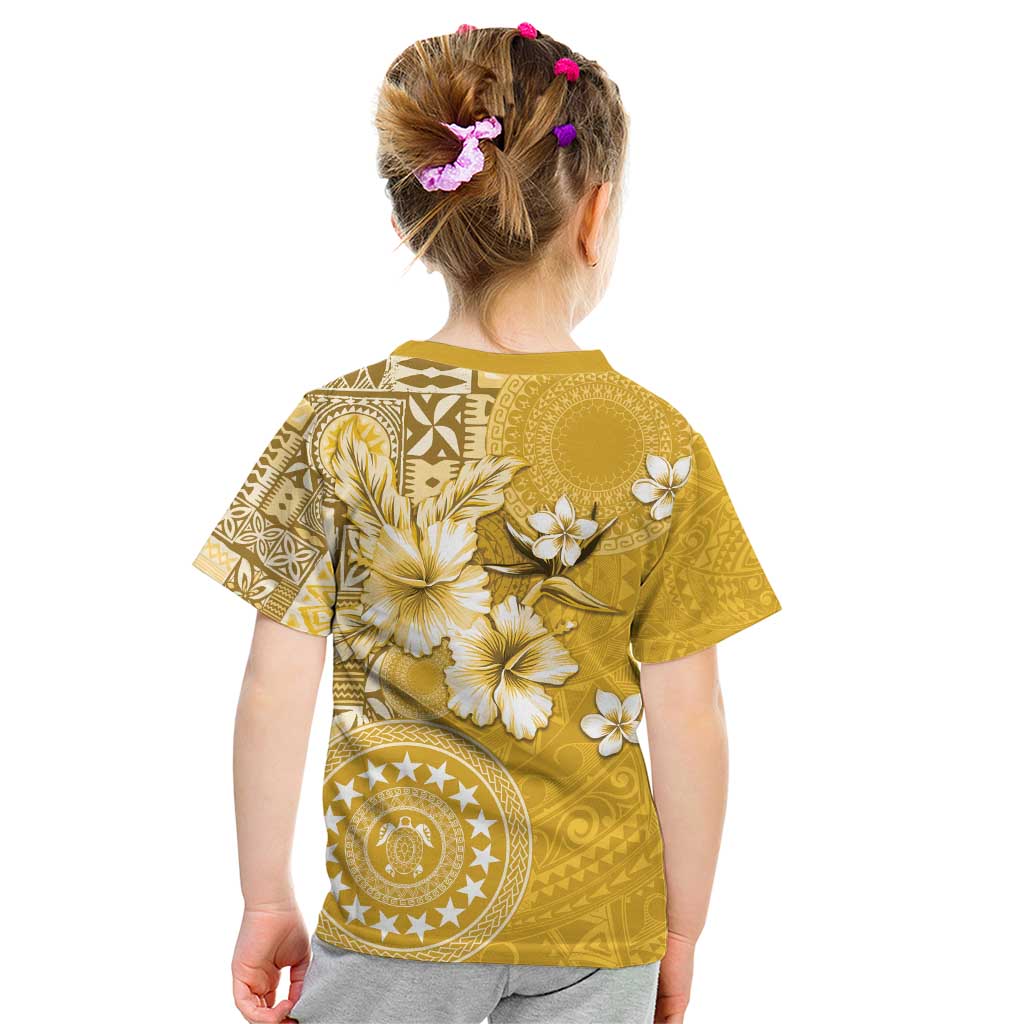 Cook Islands Kid T Shirt Yellow Hibiscus And Stars