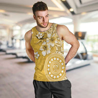 Cook Islands Men Tank Top Yellow Hibiscus And Stars