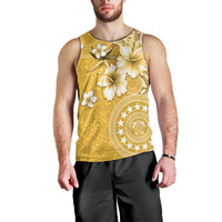 Cook Islands Men Tank Top Yellow Hibiscus And Stars