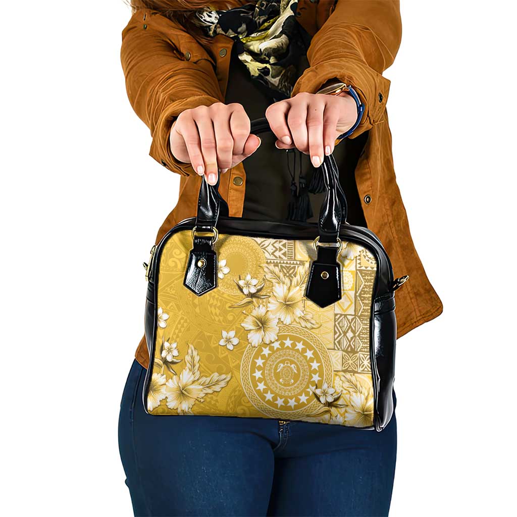 Cook Islands Shoulder Handbag Yellow Hibiscus And Stars