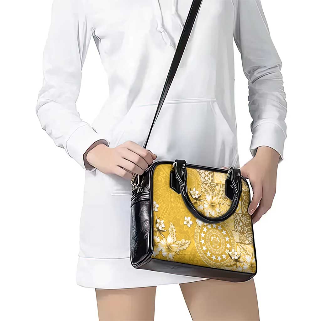 Cook Islands Shoulder Handbag Yellow Hibiscus And Stars