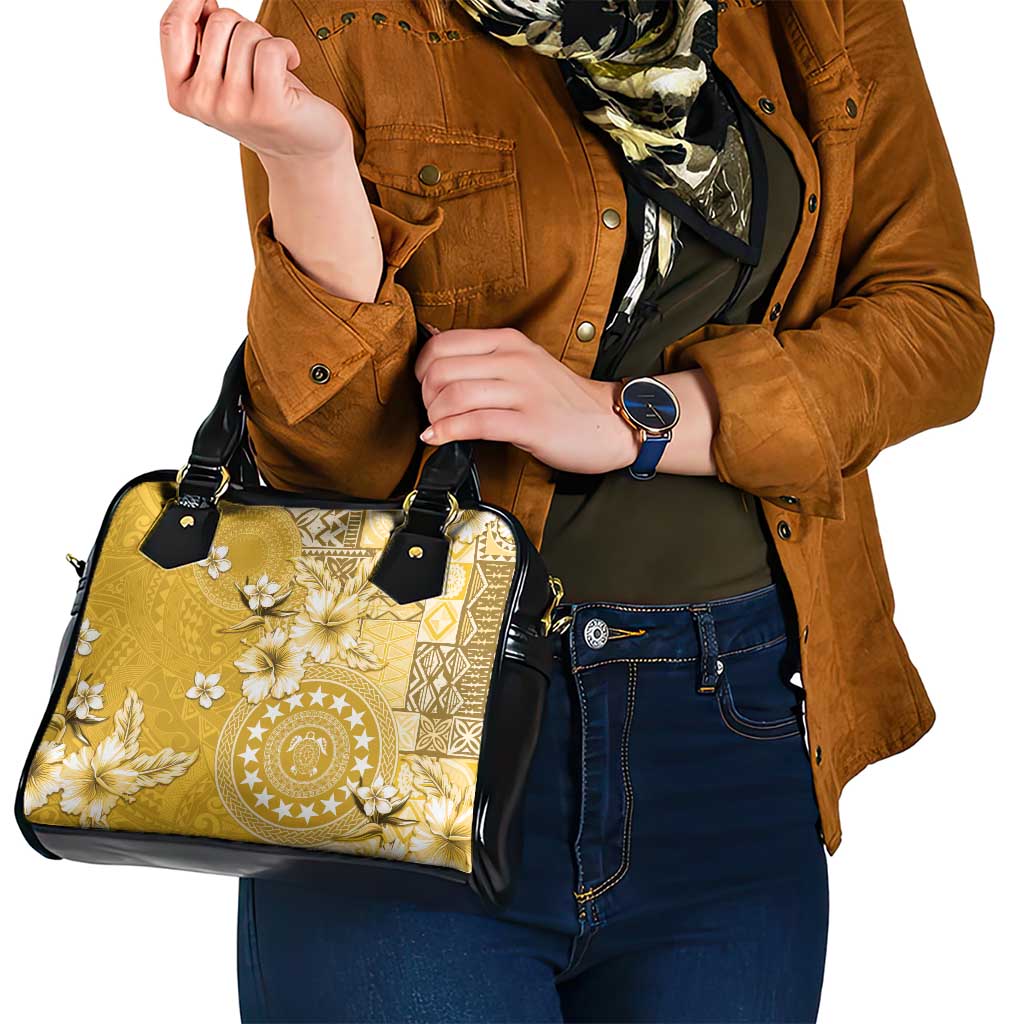 Cook Islands Shoulder Handbag Yellow Hibiscus And Stars