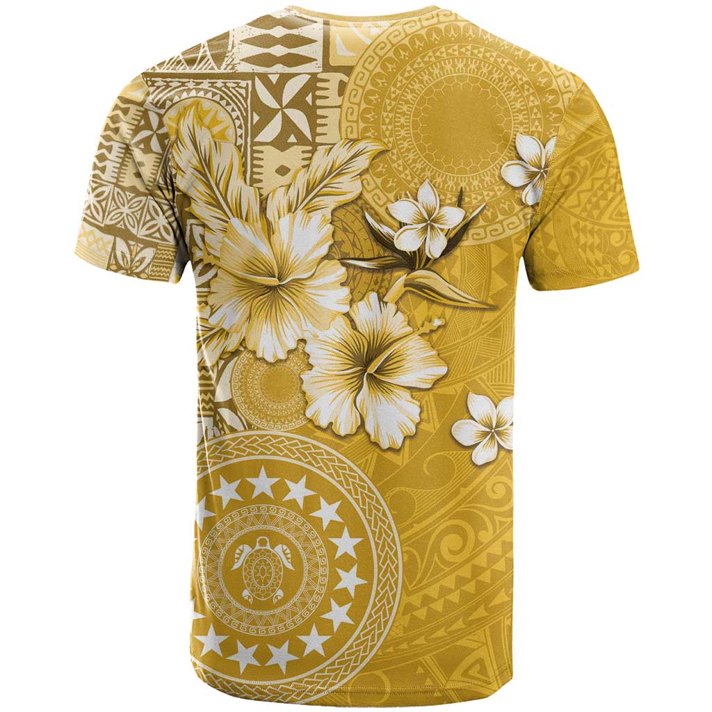 Cook Islands T Shirt Yellow Hibiscus And Stars