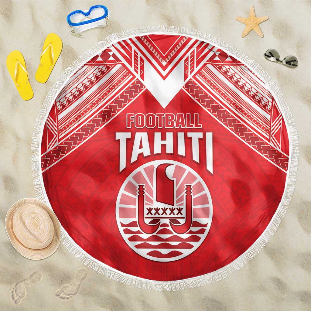Tahiti Football Beach Blanket Coat Of Arms Polynesian Tribal Pattern LT05 One Size 150cm Red - Polynesian Pride