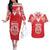 Custom Tahiti Football Couples Matching Off The Shoulder Long Sleeve Dress and Hawaiian Shirt Coat Of Arms Polynesian Tribal Pattern