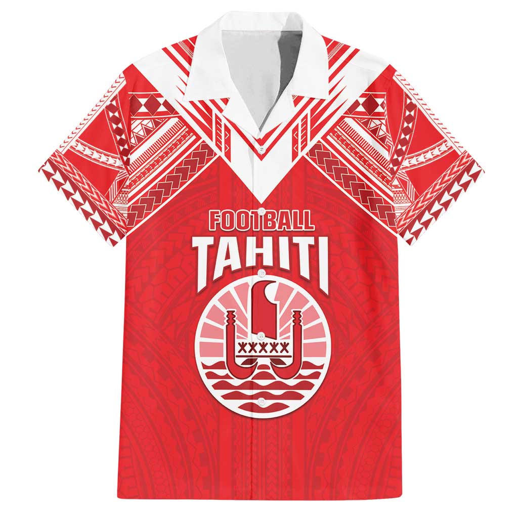 Custom Tahiti Football Family Matching Long Sleeve Bodycon Dress and Hawaiian Shirt Coat Of Arms Polynesian Tribal Pattern LT05 Dad's Shirt - Short Sleeve Red - Polynesian Pride