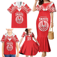 Custom Tahiti Football Family Matching Mermaid Dress and Hawaiian Shirt Coat Of Arms Polynesian Tribal Pattern LT05 - Polynesian Pride