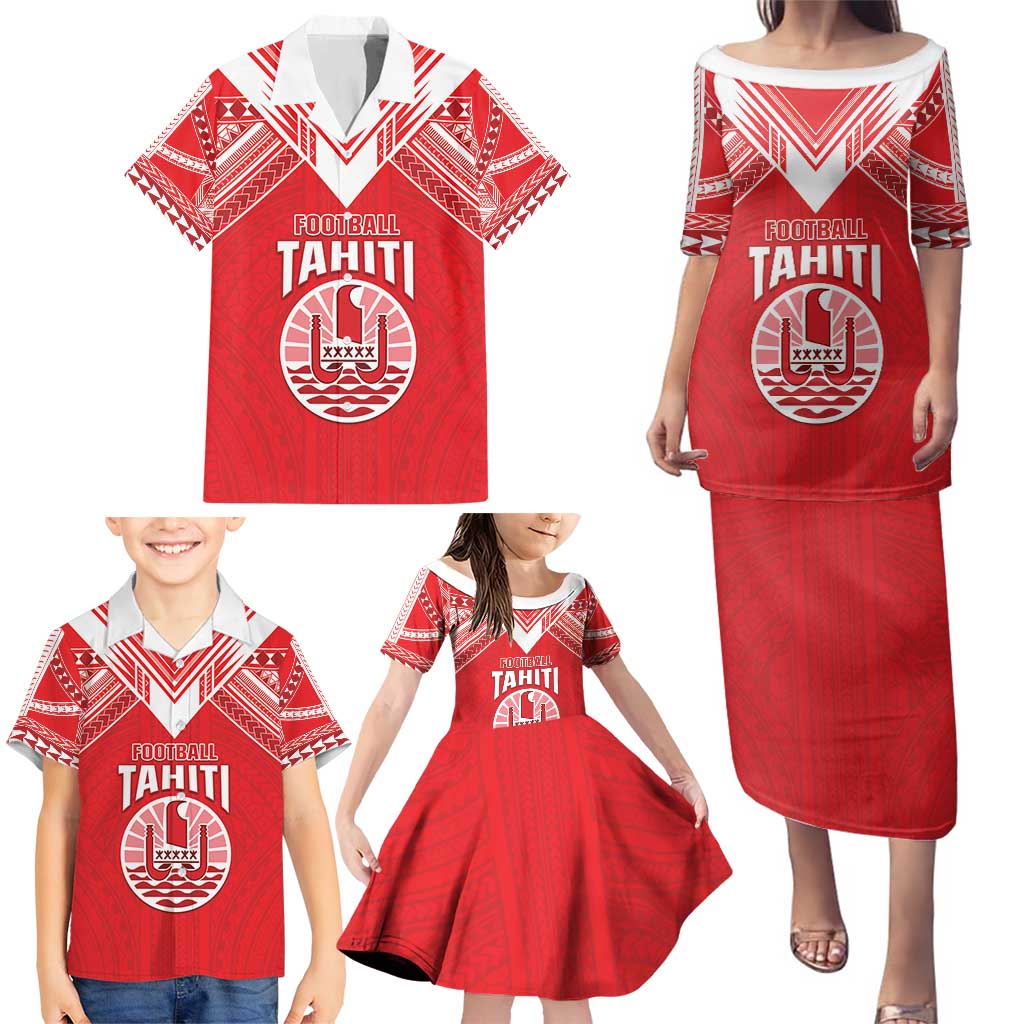 Custom Tahiti Football Family Matching Puletasi and Hawaiian Shirt Coat Of Arms Polynesian Tribal Pattern LT05 - Polynesian Pride