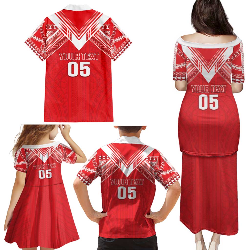 Custom Tahiti Football Family Matching Puletasi and Hawaiian Shirt Coat Of Arms Polynesian Tribal Pattern LT05 - Polynesian Pride