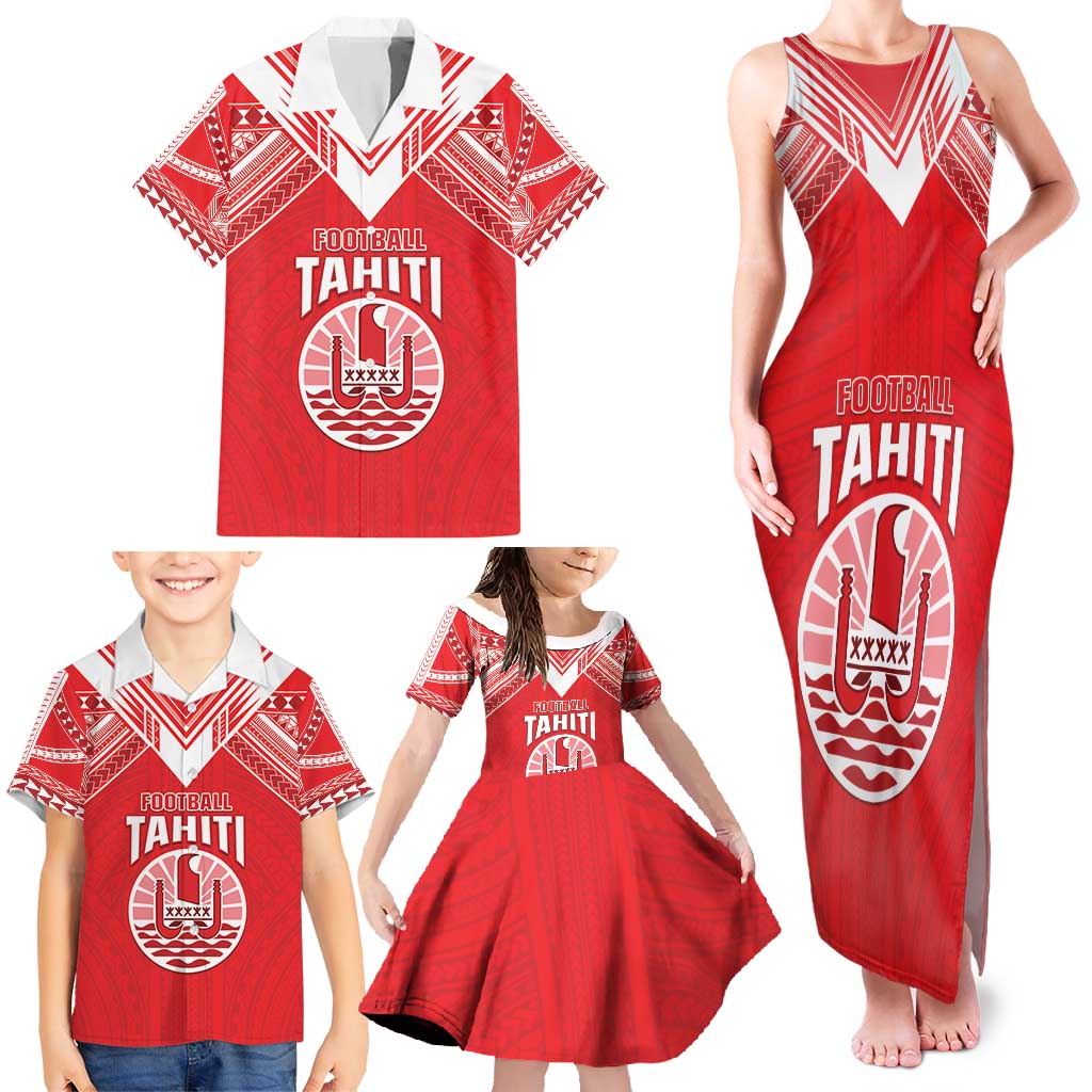 Custom Tahiti Football Family Matching Tank Maxi Dress and Hawaiian Shirt Coat Of Arms Polynesian Tribal Pattern LT05 - Polynesian Pride