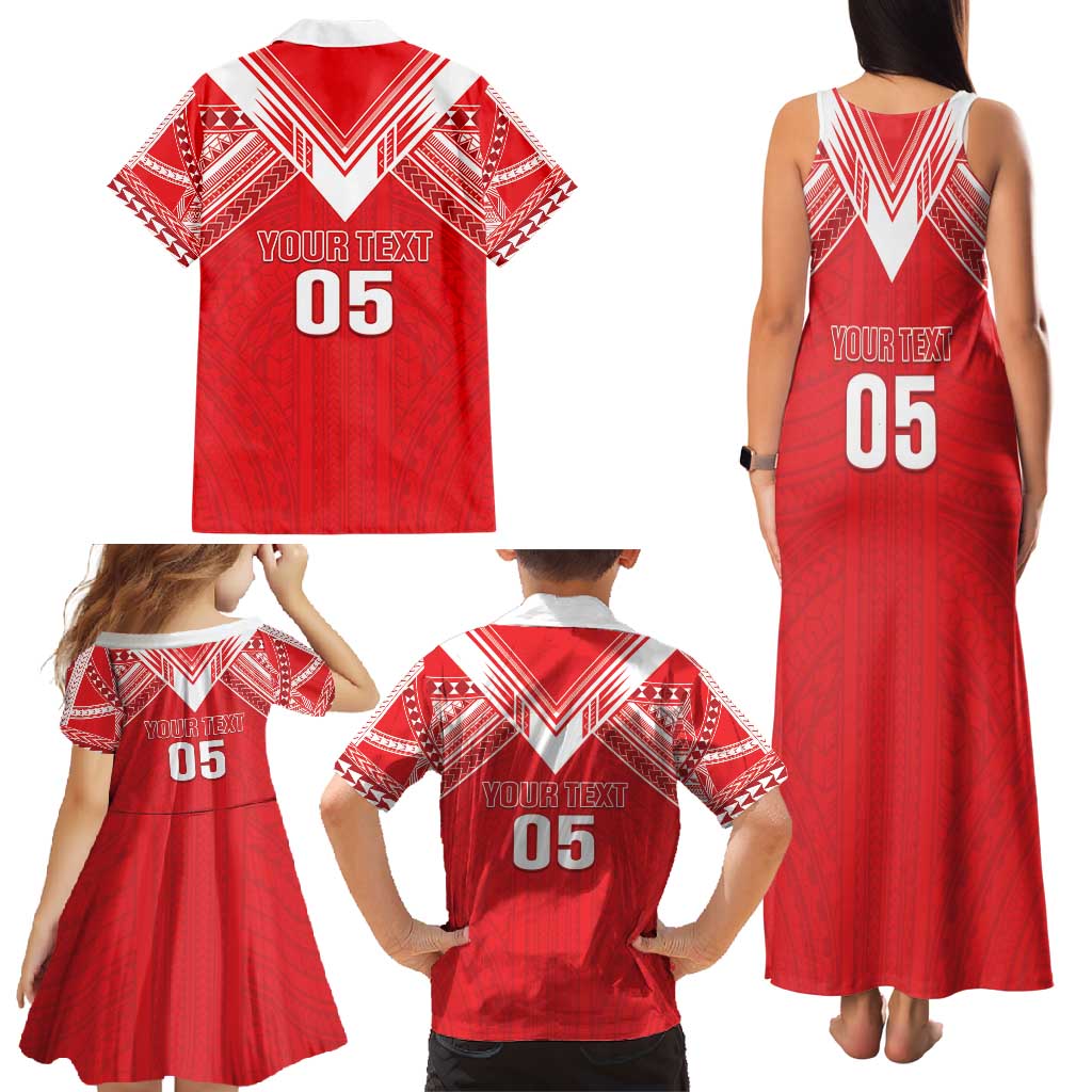Custom Tahiti Football Family Matching Tank Maxi Dress and Hawaiian Shirt Coat Of Arms Polynesian Tribal Pattern LT05 - Polynesian Pride