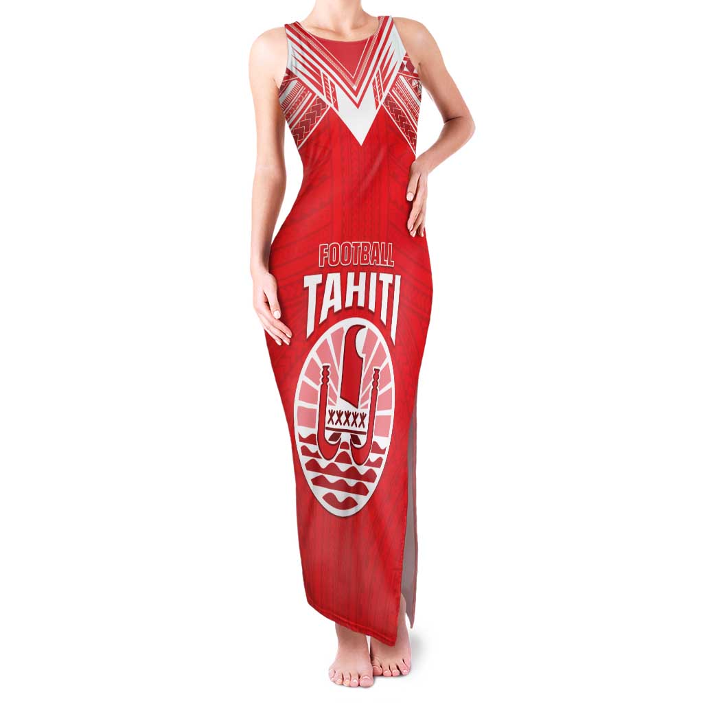 Custom Tahiti Football Family Matching Tank Maxi Dress and Hawaiian Shirt Coat Of Arms Polynesian Tribal Pattern LT05 Mom's Dress Red - Polynesian Pride