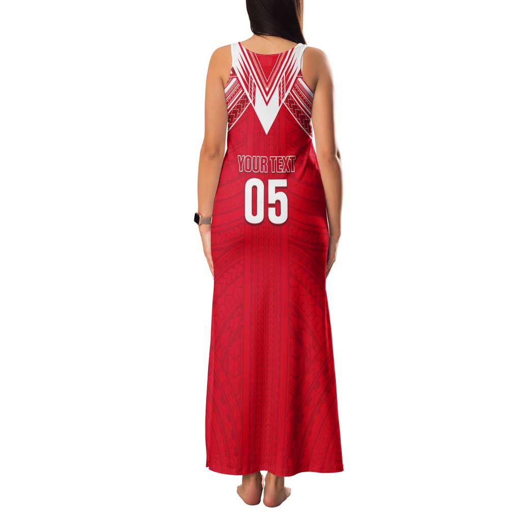 Custom Tahiti Football Tank Maxi Dress Coat Of Arms Polynesian Tribal Pattern