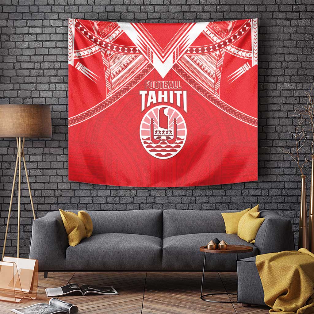 Tahiti Football Tapestry Coat Of Arms Polynesian Tribal Pattern LT05 Red - Polynesian Pride