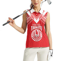 Custom Tahiti Football Women Sleeveless Polo Shirt Coat Of Arms Polynesian Tribal Pattern LT05 - Polynesian Pride