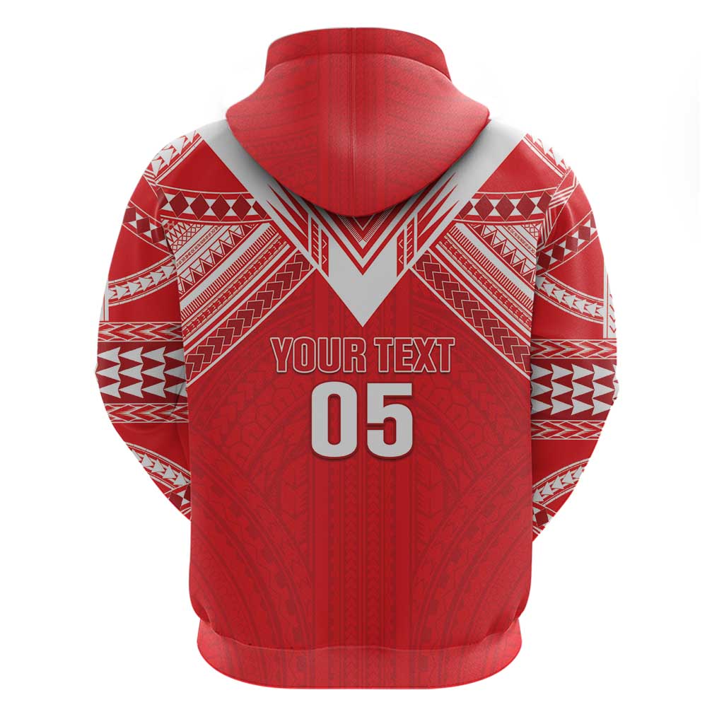Custom Tahiti Football Zip Hoodie Coat Of Arms Polynesian Tribal Pattern