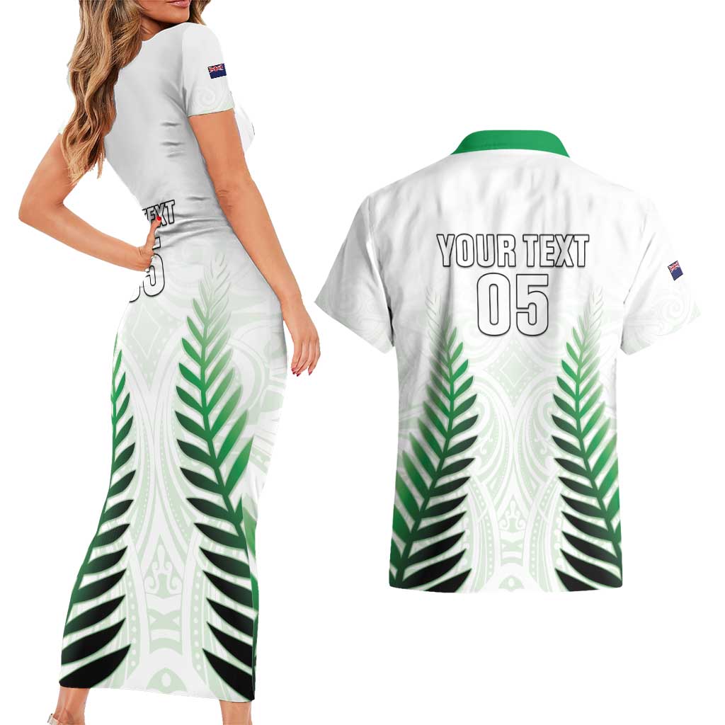 Custom New Zealand Fern Football Couples Matching Short Sleeve Bodycon Dress and Hawaiian Shirt Simple Style LT05 - Polynesian Pride