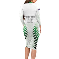 Custom New Zealand Fern Football Family Matching Long Sleeve Bodycon Dress and Hawaiian Shirt Simple Style LT05 - Polynesian Pride