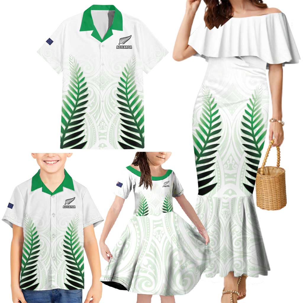 Custom New Zealand Fern Football Family Matching Mermaid Dress and Hawaiian Shirt Simple Style LT05 - Polynesian Pride