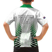 Custom New Zealand Fern Football Family Matching Off The Shoulder Long Sleeve Dress and Hawaiian Shirt Simple Style LT05 - Polynesian Pride
