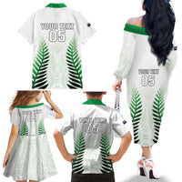 Custom New Zealand Fern Football Family Matching Off The Shoulder Long Sleeve Dress and Hawaiian Shirt Simple Style LT05 - Polynesian Pride