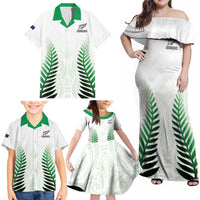 Custom New Zealand Fern Football Family Matching Off Shoulder Maxi Dress and Hawaiian Shirt Simple Style LT05 - Polynesian Pride