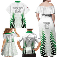 Custom New Zealand Fern Football Family Matching Off Shoulder Maxi Dress and Hawaiian Shirt Simple Style LT05 - Polynesian Pride