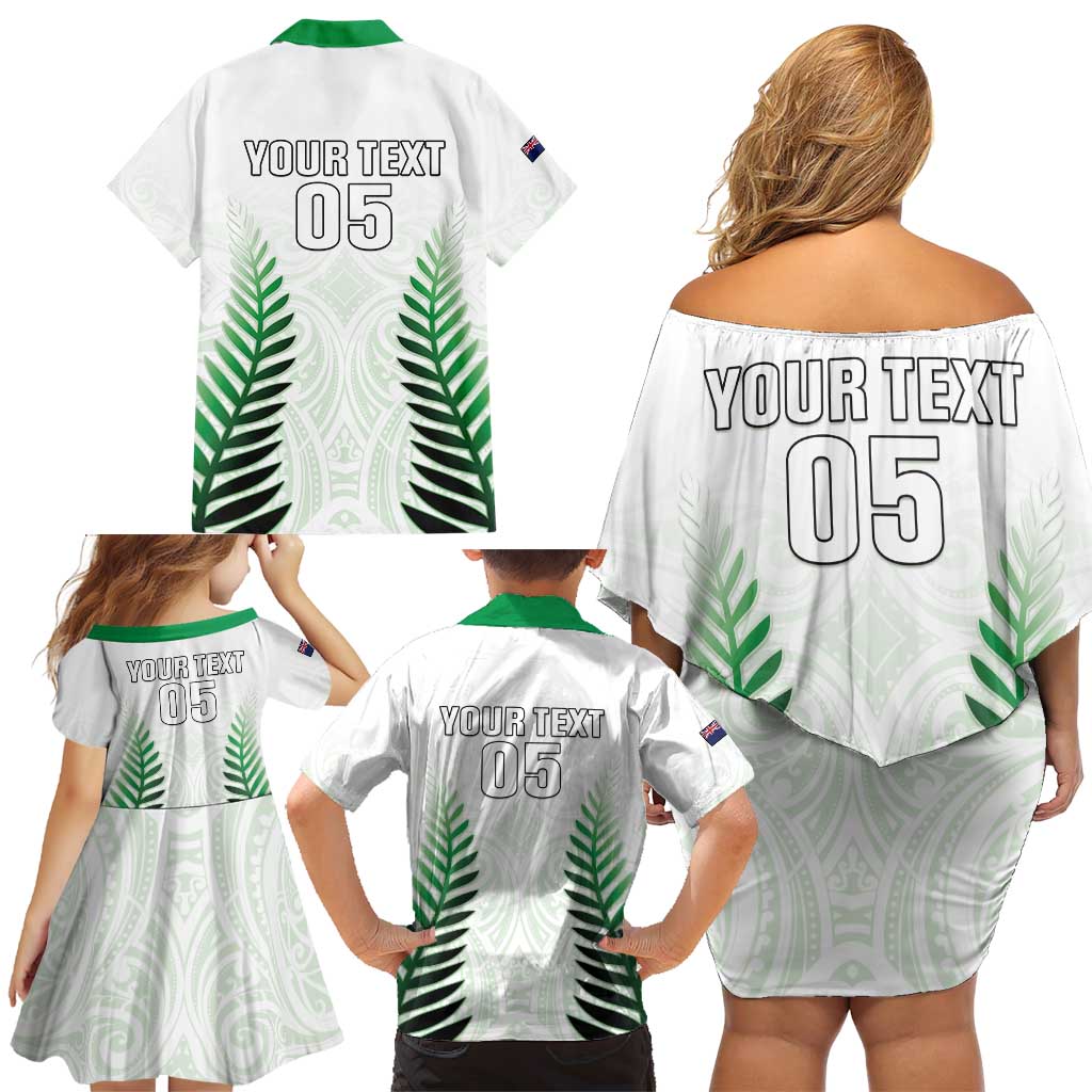 Custom New Zealand Fern Football Family Matching Off Shoulder Short Dress and Hawaiian Shirt Simple Style LT05 - Polynesian Pride