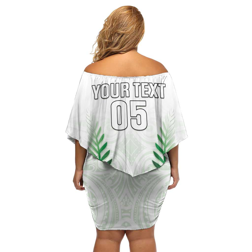 Custom New Zealand Fern Football Family Matching Off Shoulder Short Dress and Hawaiian Shirt Simple Style LT05 - Polynesian Pride